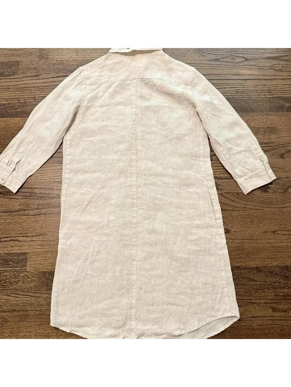 NWT Studio 412 fourTWELVE Classic Linen Beige Shirtdress Small - Picture 2 of 7